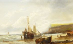 W Byron (late 19th/early 20th century) Oil on canvas Coastal scene with fishing boats,
