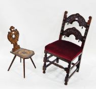 Edwardian lady's walnut framed chair with a button upholstered cameo back,