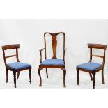 Pair of mahogany-framed elbow chairs with vase-shaped splats (2)