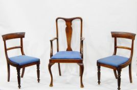 Pair of mahogany-framed elbow chairs with vase-shaped splats (2)