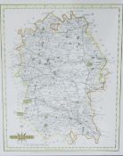 Modern framed map of Somersetshire and Wiltshire after John Carey,