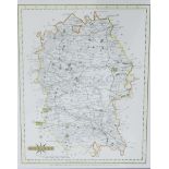 Modern framed map of Somersetshire and Wiltshire after John Carey,