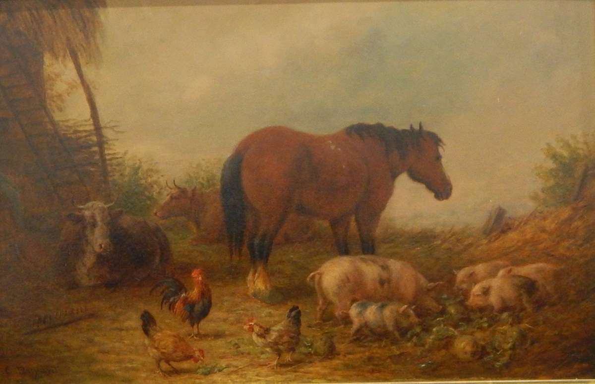 Henry Charles Bryant (1812-1890) Oil on board Farmyard scene, signed lower left, 28.