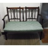 Early 20th century double chair back open arm settee/sofa