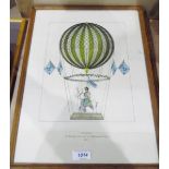 Set of colour ballooning prints after the engravings to include "The First Channel Crossing by Air