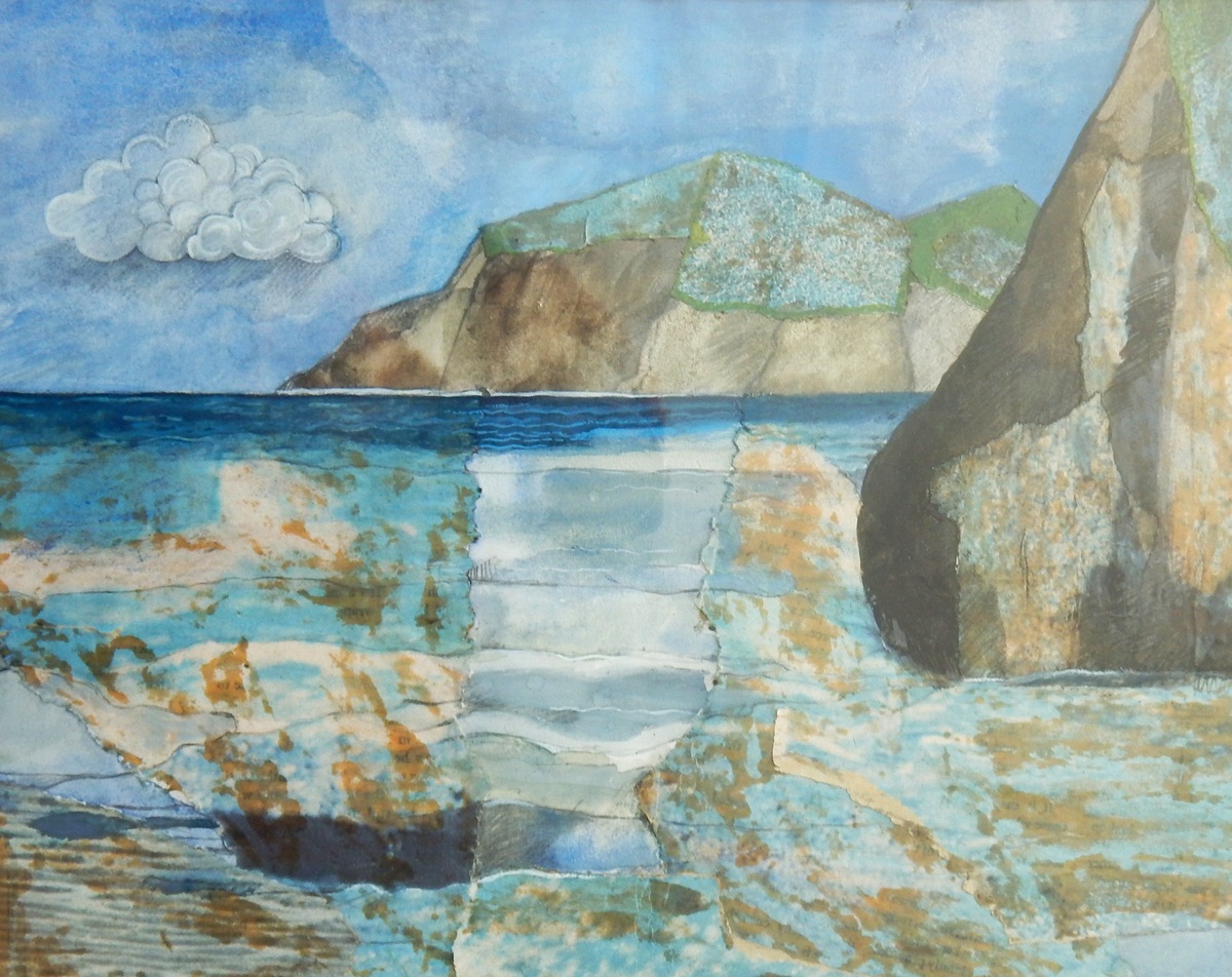 Annette (20th century) Mixed media Coastal scene, signed in pencil on the mount,