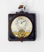 Silver and parcel gilt Hebdonas pocket watch with eight-day movement, enamel dial,