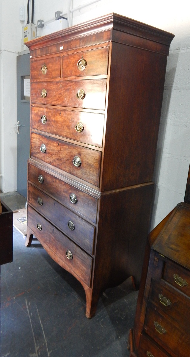 Georgian mahogany tallboy chest,