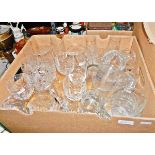 Quantity of assorted moulded and other glass including wines, tumblers, etc.