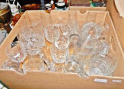 Quantity of assorted moulded and other glass including wines, tumblers, etc.