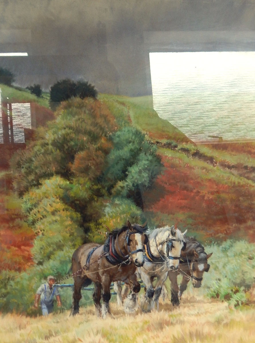 R S Welch (early 20th century school) Pastel study Ploughing scene, signed lower right,