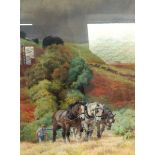 R S Welch (early 20th century school) Pastel study Ploughing scene, signed lower right,