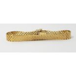 Gold textured brace-link bracelet, marked 585, approx. 21.