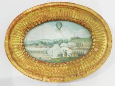 Late 19th/early 20th century school Miniature gouache painting Military scene with hot air