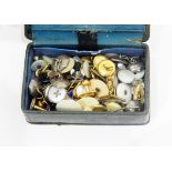 Two pairs of mother-of-pearl and silver cufflinks modelled as buttons (some missing chains),