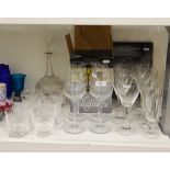 Set of cut glass tumblers and a matched decanter,