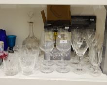 Set of cut glass tumblers and a matched decanter,