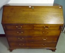 Georgian mahogany bureau, the fall revealing fitted interior,