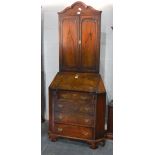 Walnut veneered standing corner cupboard,