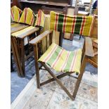 Set of four foldout chairs with striped upholstery