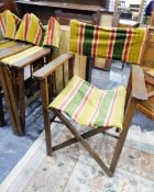 Set of four foldout chairs with striped upholstery
