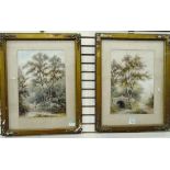 Warren Clark (19th/20th century English school) Pair of watercolour drawings Figures by stream,