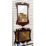 Georgian-style mahogany fret-frame wall mirror with rectangular plate and gilt slip together with