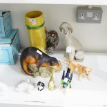 Various model animals to include a Lladro model of an Afghan hound, 29.