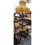 Mahogany lamp standard having turned and fluted column,