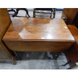 19th century mahogany Pembroke table fitted a drawer to frieze and on turned supports,