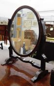 Small 19th century mahogany swing-framed vanity/toilet mirror and an Edwardian mahogany footstool