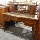 Edwardian lady's inlaid rosewood bowfronted writing desk,