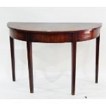 Georgian mahogany demi-lune side table, possibly the D-end of a dining table,