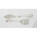 Pair of Victorian silver fiddle pattern fish servers by John Gammage, Birmingham 1852,
