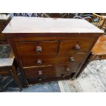 Victorian mahogany veneered chest of two short and three long drawers,