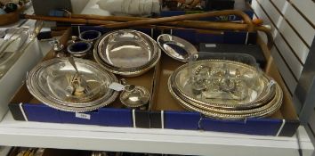 Quantity of silver plated entree dishes and covers,