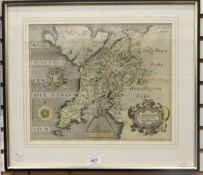 Saxton Hole map of Carnarvon, second edition, published 1610,