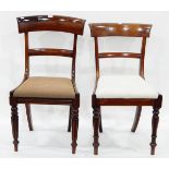 Set of eight Victorian mahogany bar back dining chairs with drop-in seats and on turned supports