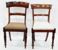 Set of eight Victorian mahogany bar back dining chairs with drop-in seats and on turned supports