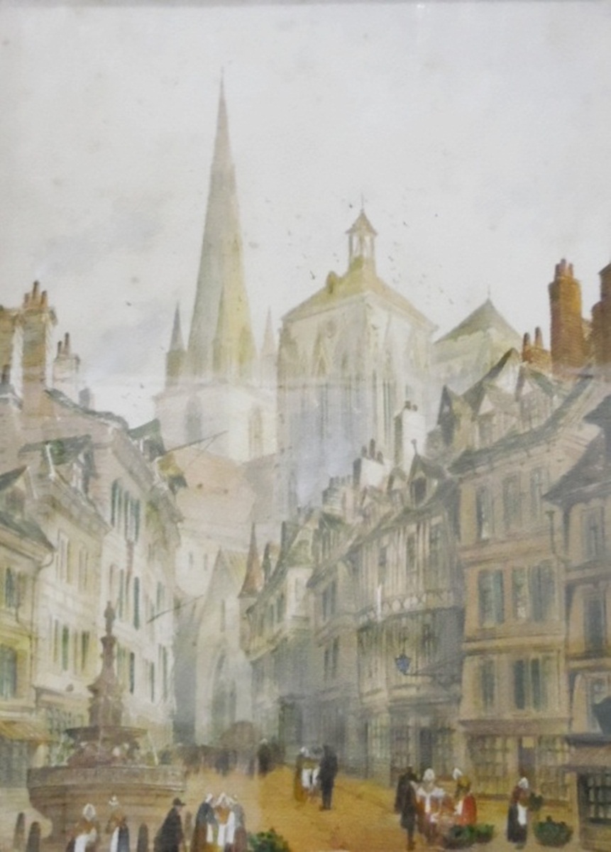 Paul Braddon (1864-1938) Watercolour drawing Continental street scene, signed lower right,