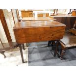 19th century mahogany fall-flap Pembroke-type table fitted a drawer to frieze,