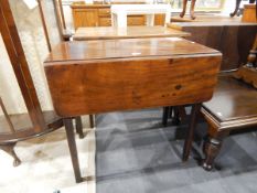 19th century mahogany fall-flap Pembroke-type table fitted a drawer to frieze,