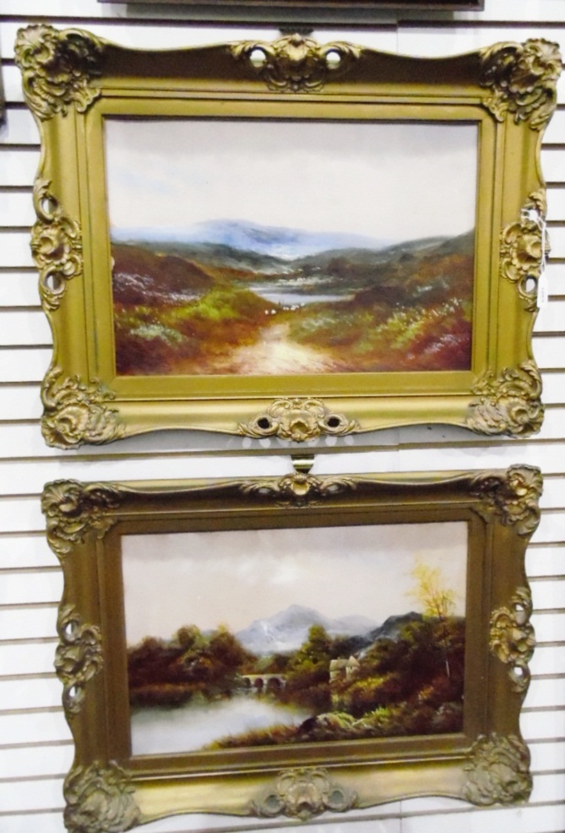 Early 20th century school Two oils on board River and lake scene, unsigned,