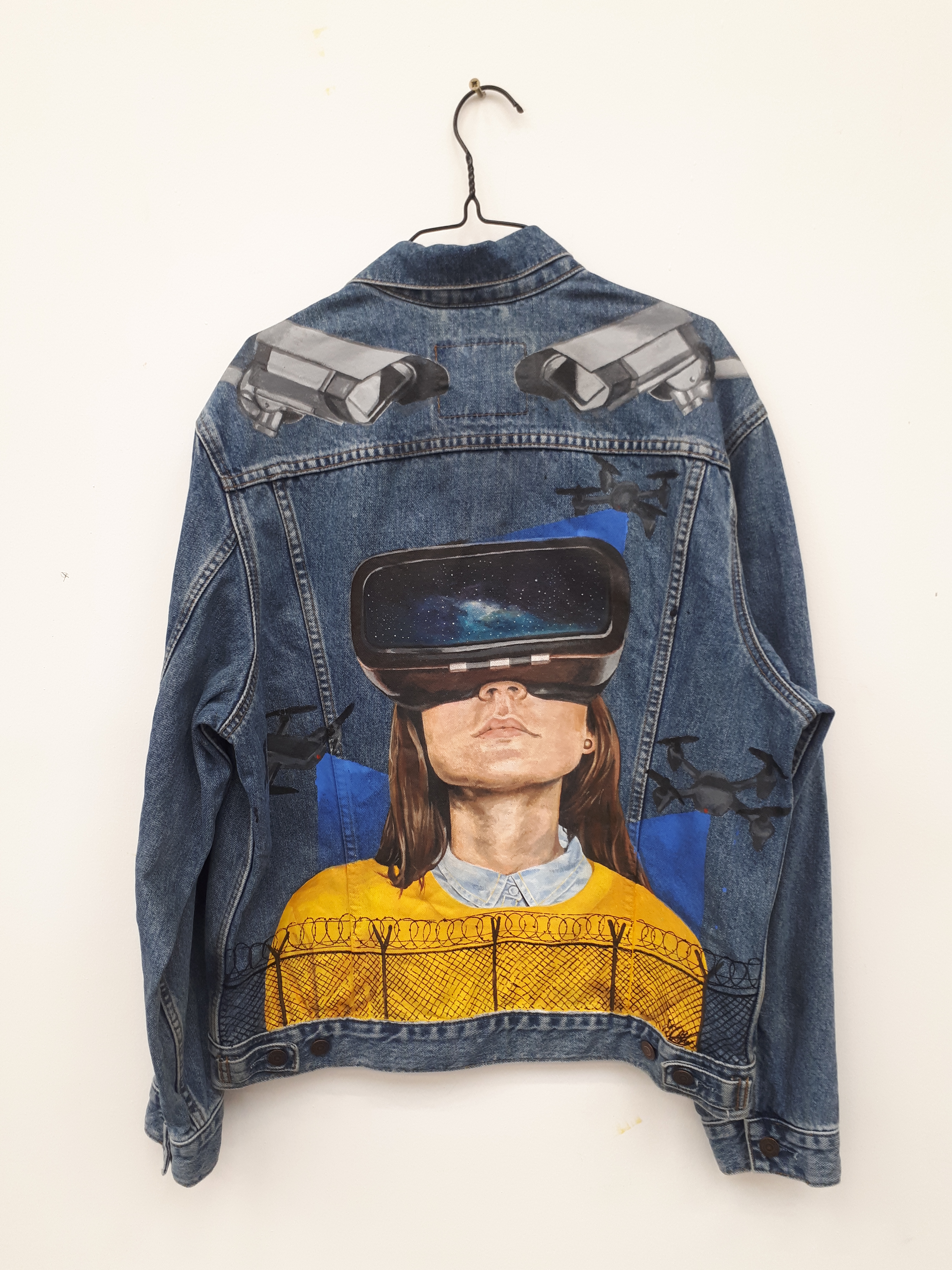 HANNAH OLLEY Reality Acrylic on Vintage Denim Jacket