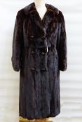 1970's/80's dark full-length mink coat with double-breasted buttons, button detail on the cuffs,