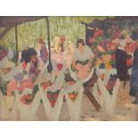 Ethel Carrick-Fox (Australian, 1872-1952) Oil on board "Flower Market",