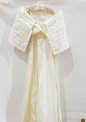 Moschino size 10 stiffened cream silk dress and top with hook and eye and satin button detail,