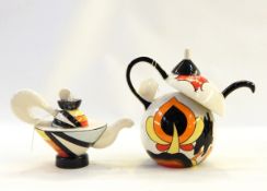 Four items of Lorna Bailey to include a 'Woodrow Way' pattern teapot, another teapot,