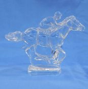 Waterford glass model of a racehorse with jockey,