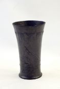 Kayserzinn pewter vase of flared circular form decorated with a trailing hop and stylised leaf